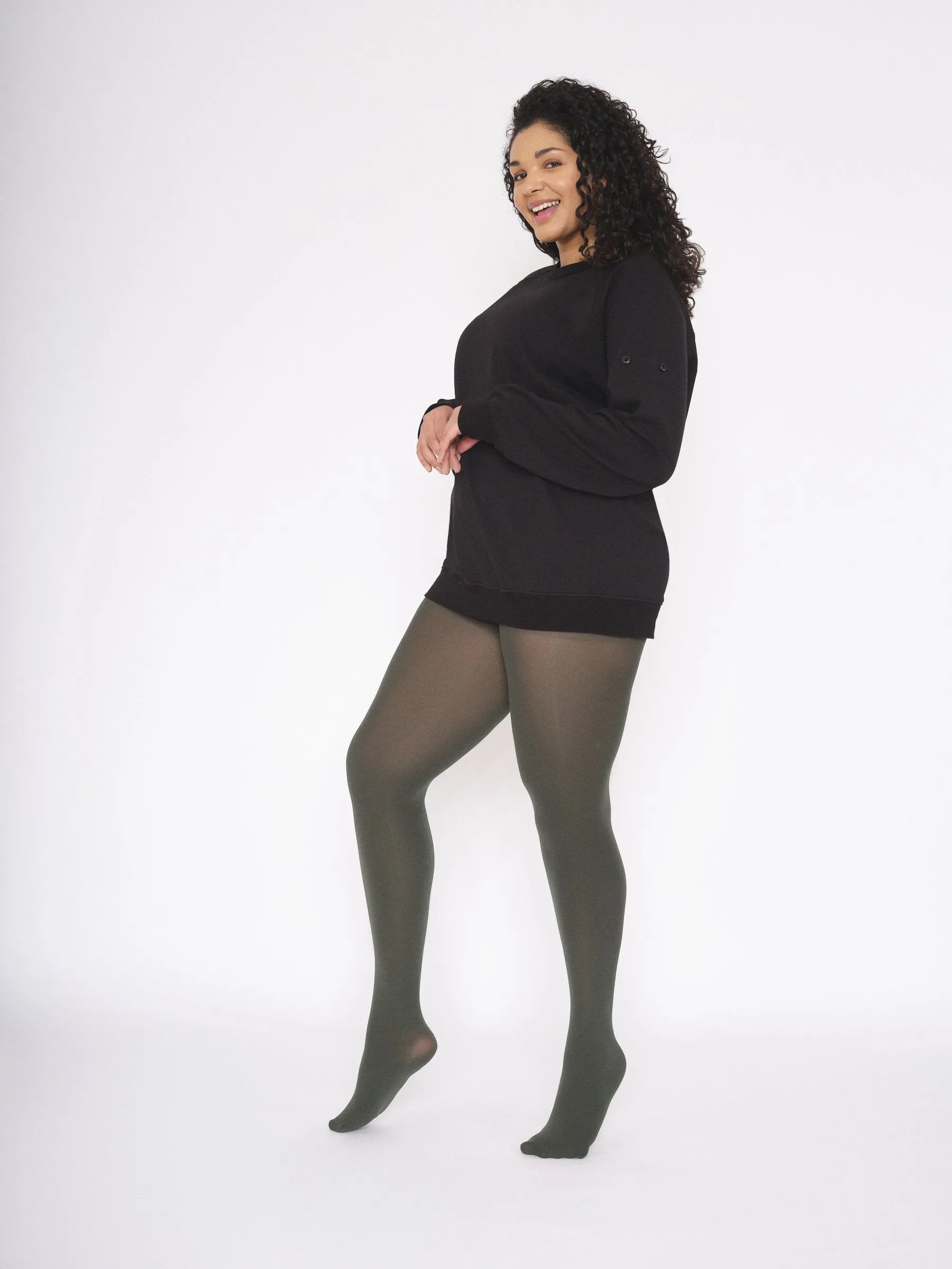 Opaque Tights 80 Denier Forest Green - ELLE