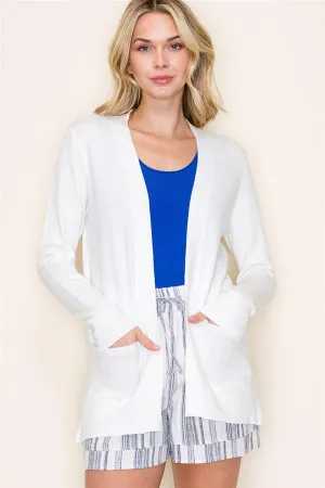 Open Front Pocket Cardigan - Ivory