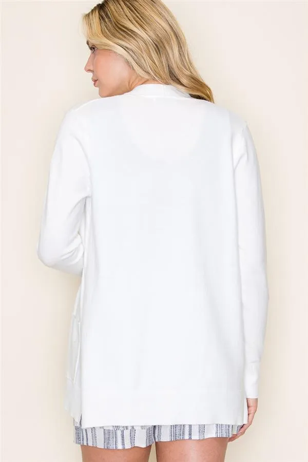 Open Front Pocket Cardigan - Ivory