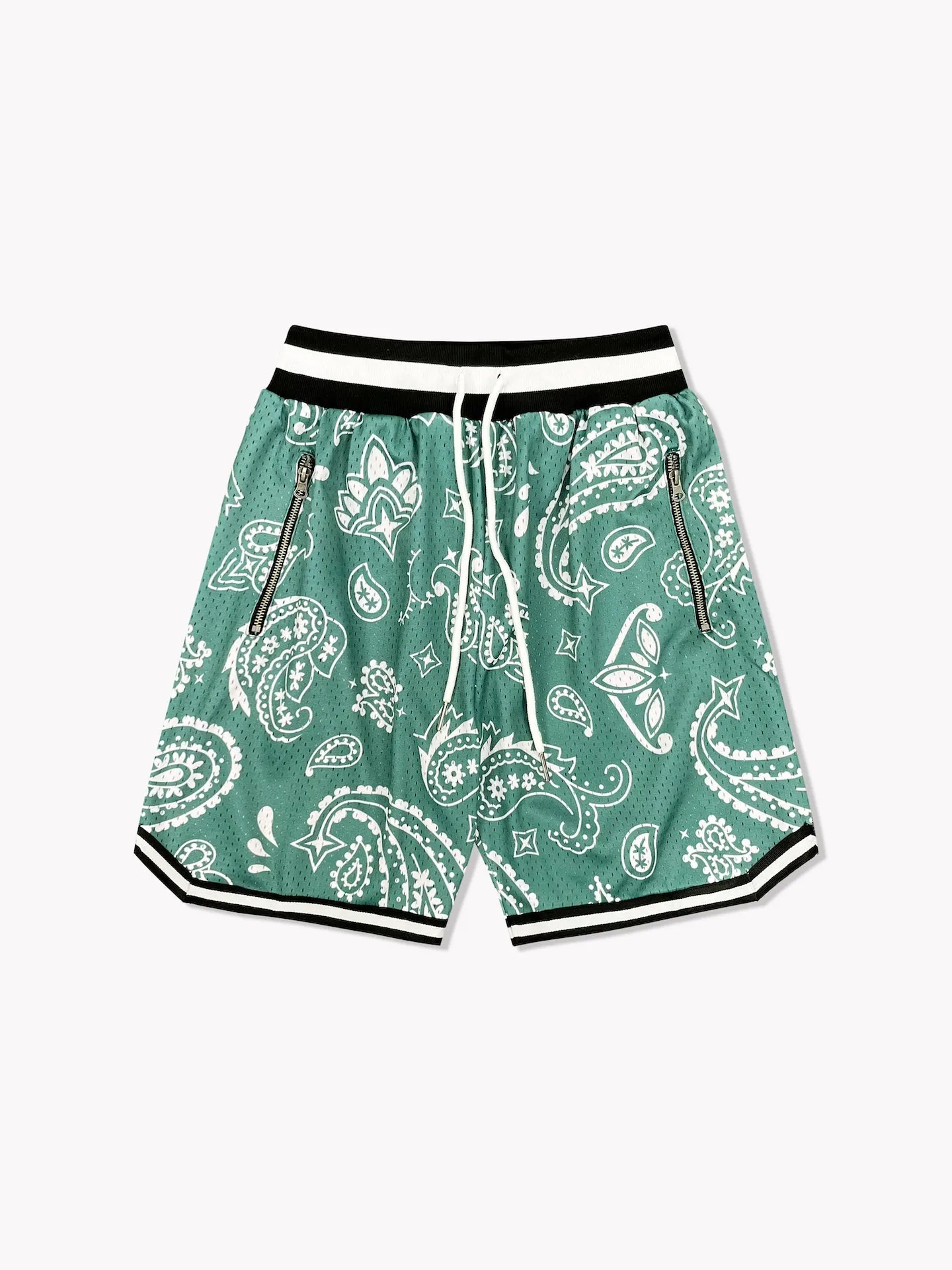 Paisley Basketball Shorts-Sage
