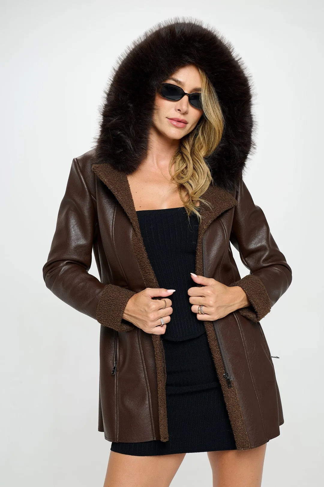 Paramount Leather Zip-Up Coat