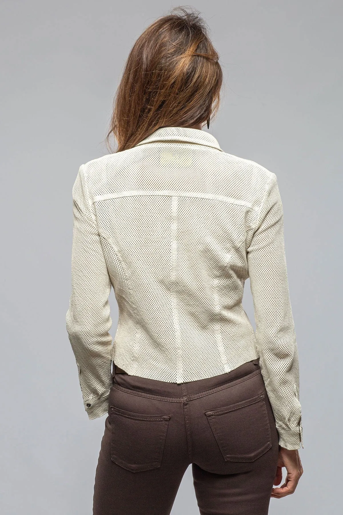 Pasadena Perforated Leather Shirt In Cream