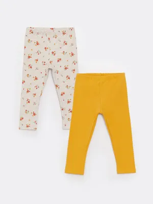 Patterned Baby Girl Tights with Elastic Waist, 2-pack