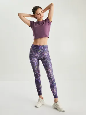 Patterned Women's Sports Tights with Elastic Waist