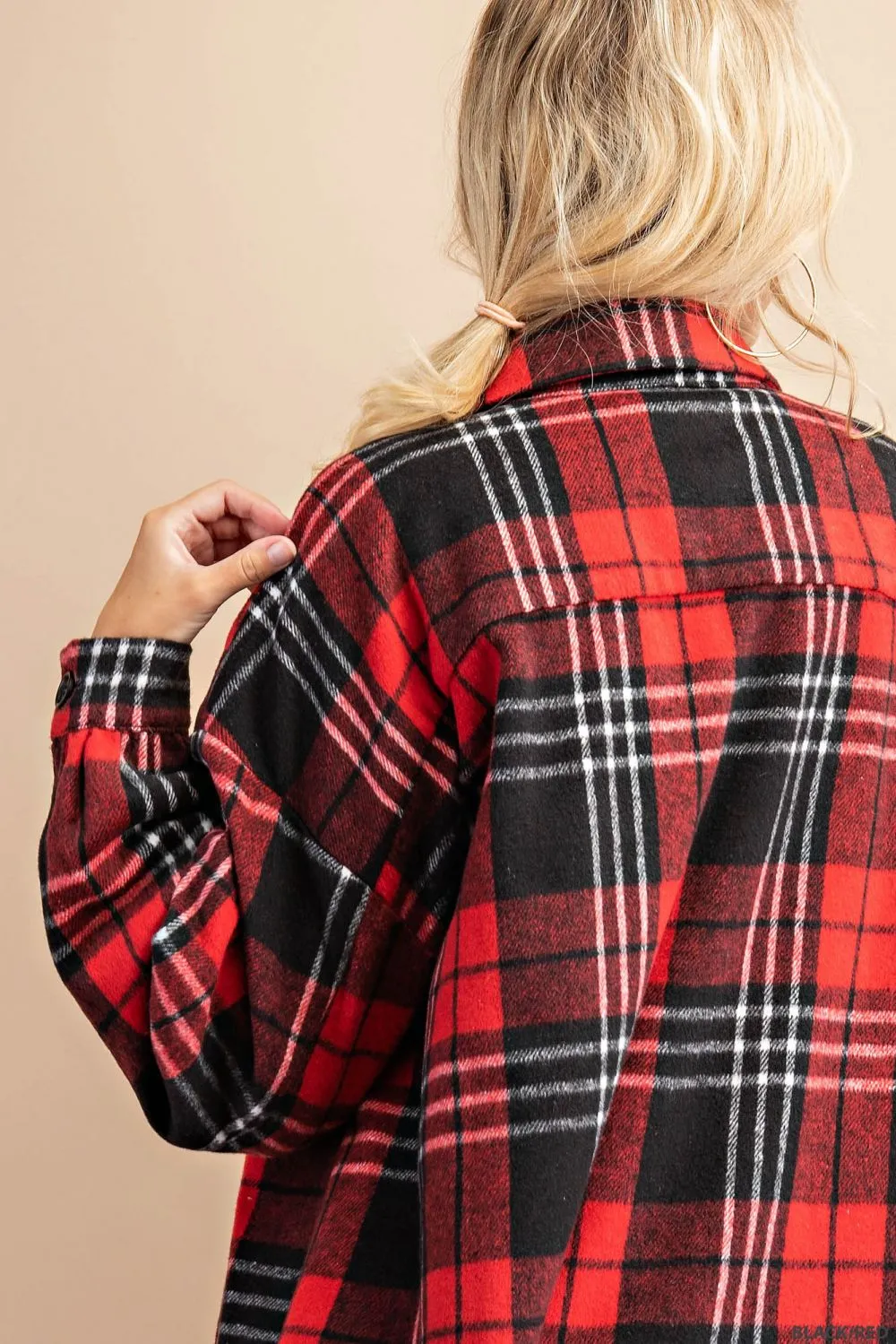 PLAID OVER SIZE BUTTON DOWN SHIRT JACKET