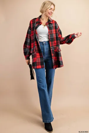 PLAID OVER SIZE BUTTON DOWN SHIRT JACKET