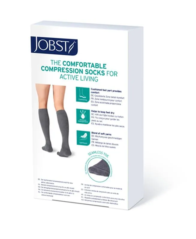 PR/1 JOBST ACTIVEWEAR UNISEX, KNEE HIGH, 30-40MMHG, XL, FULL CALF, WHITE, CLOSED TOE