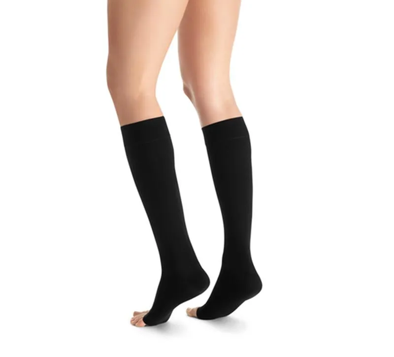 PR/1 JOBST OPAQUE WOMEN, KNEE HIGH, 30-40MMHG, XL, FULL CALF, CLASSIC BLACK, OPEN TOE