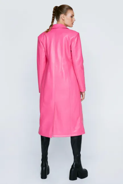 Premium Faux Leather Longline Coat