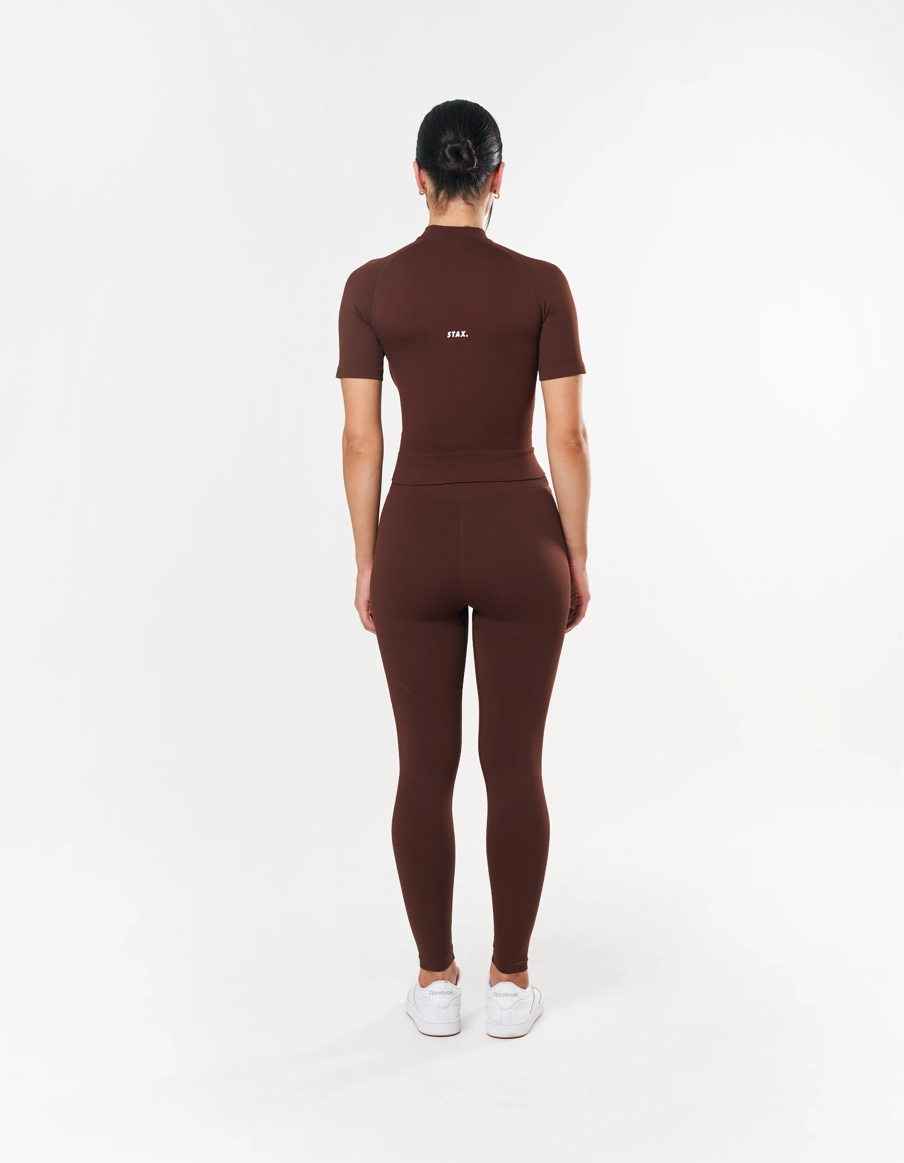 Premium Seamless High Neck Tee - Umber