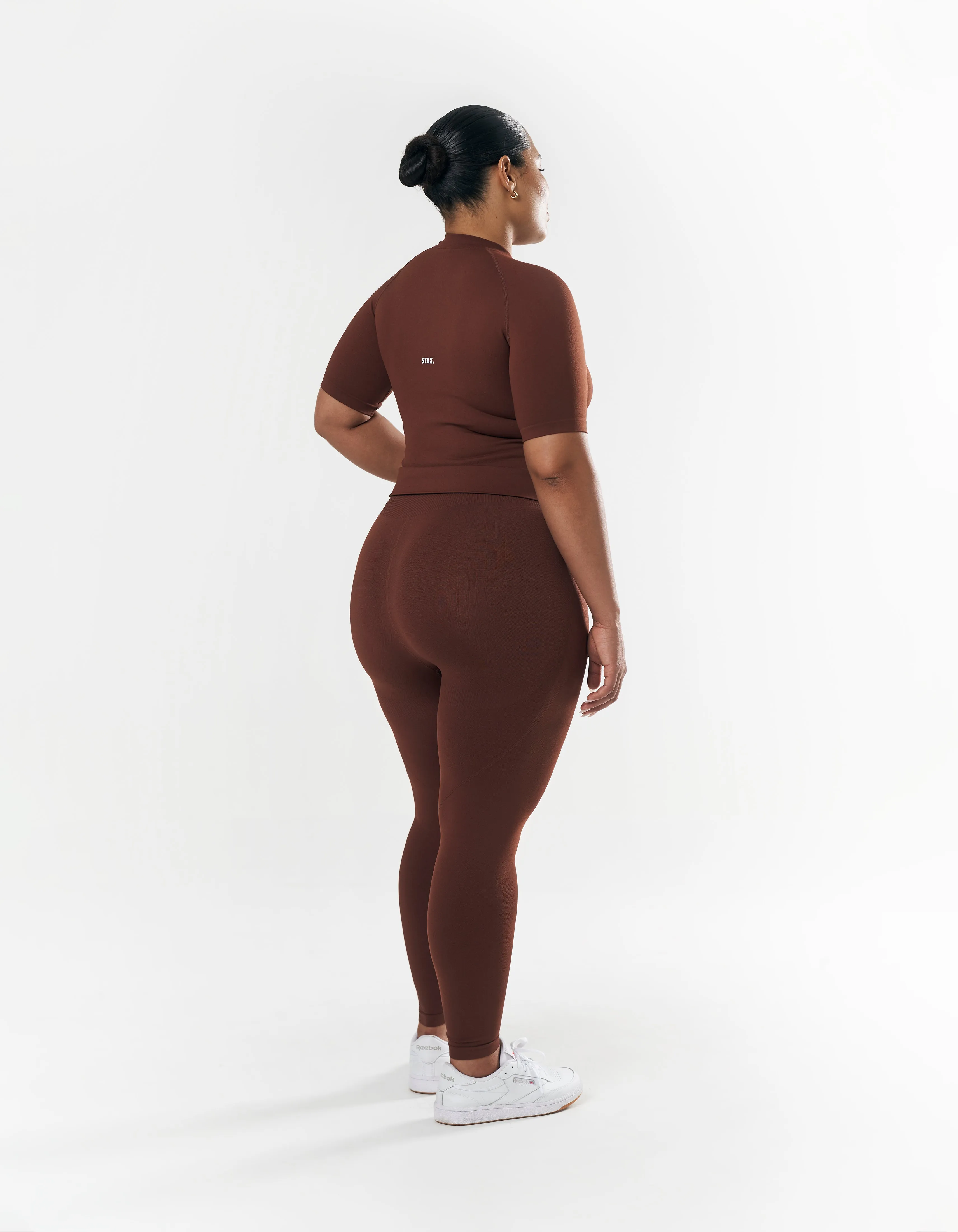 Premium Seamless High Neck Tee - Umber