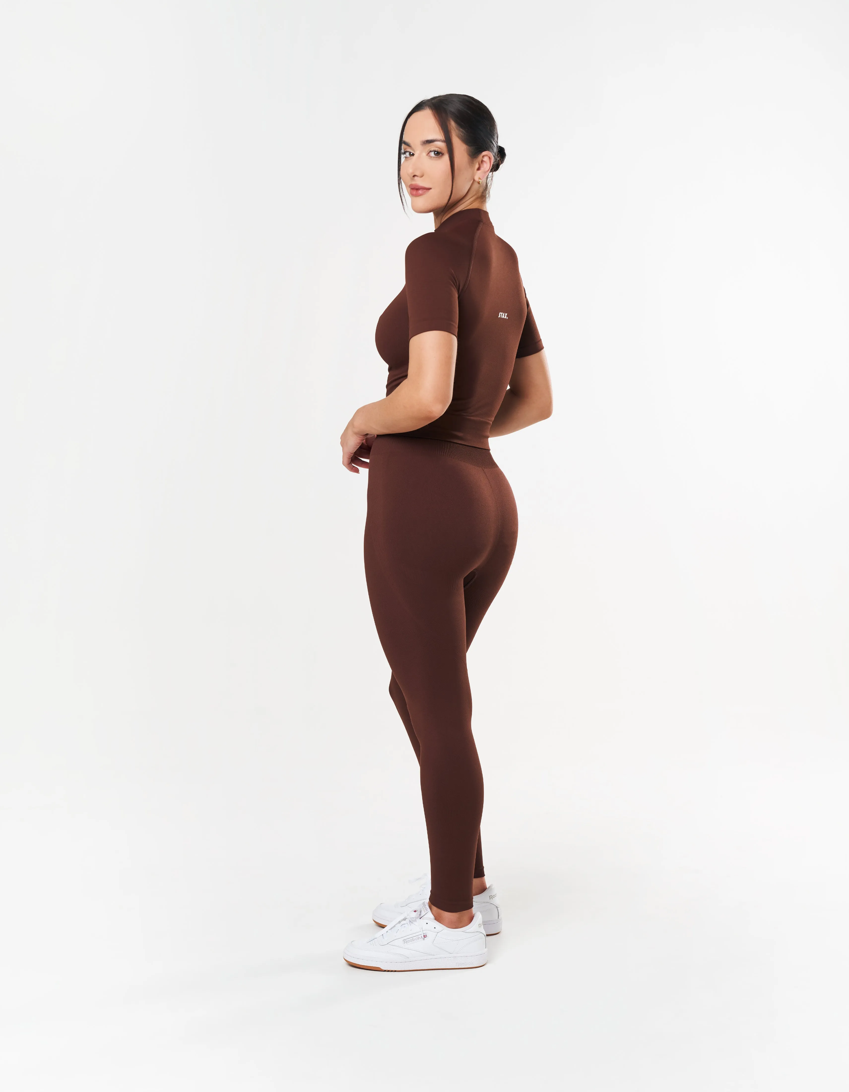 Premium Seamless High Neck Tee - Umber