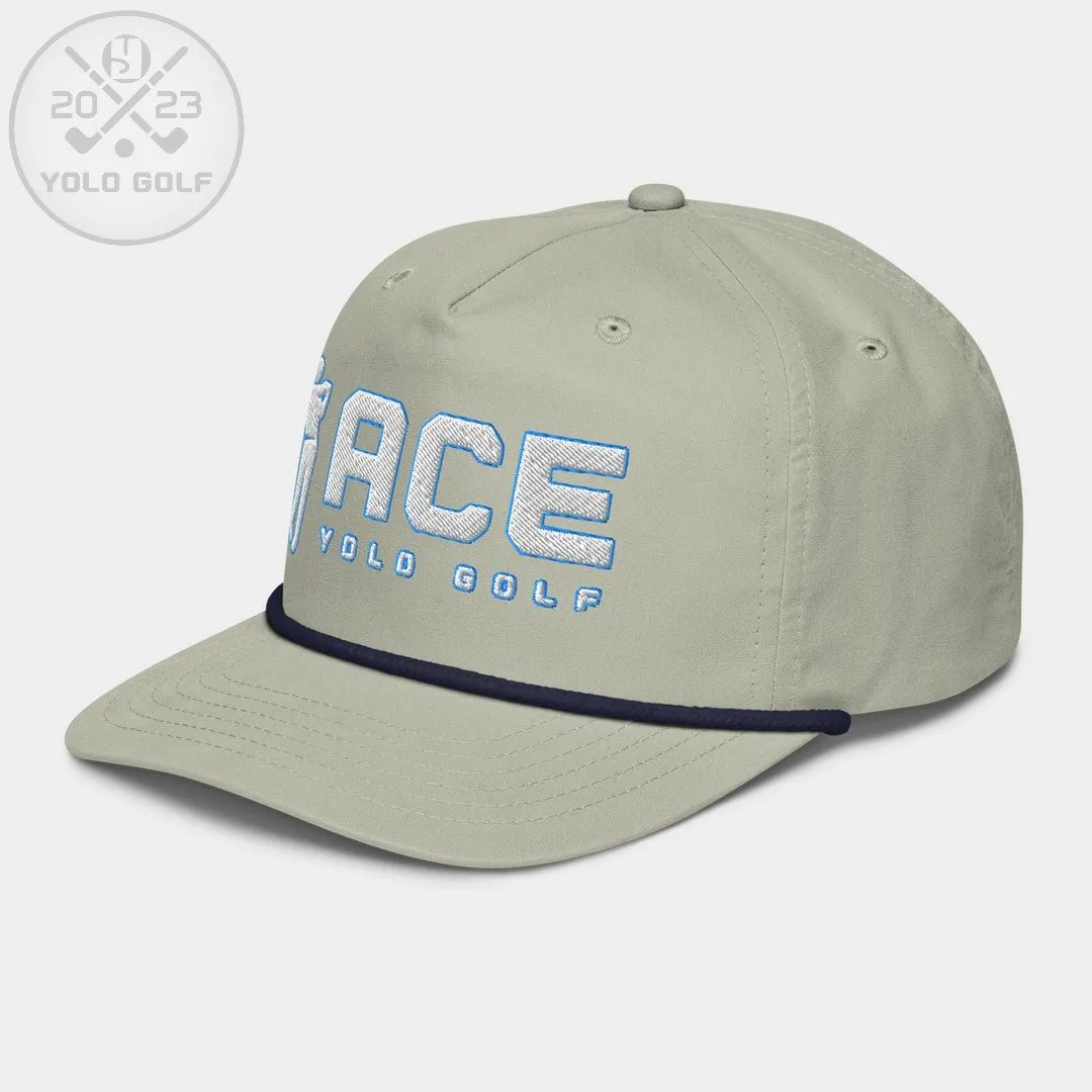 "Ace" Golf Rope Cap (White Teal Embroidery)