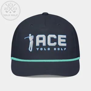 "Ace" Golf Rope Cap (White Teal Embroidery)