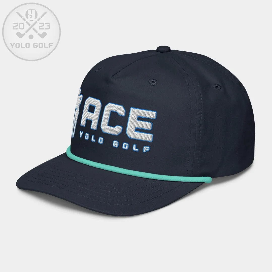 "Ace" Golf Rope Cap (White Teal Embroidery)