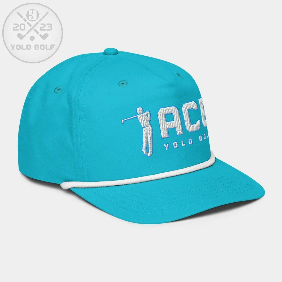 "Ace" Golf Rope Cap (White Teal Embroidery)