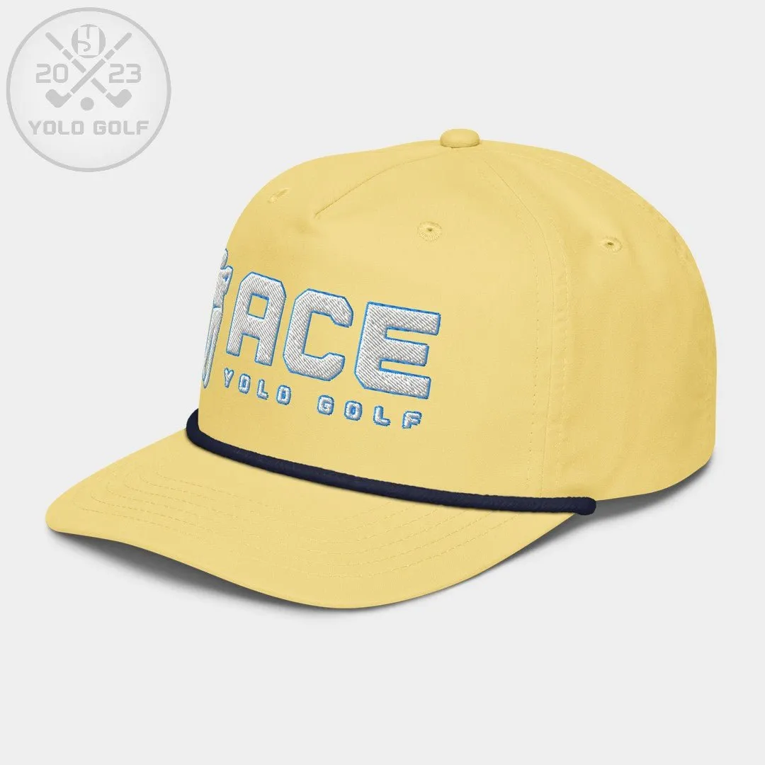 "Ace" Golf Rope Cap (White Teal Embroidery)