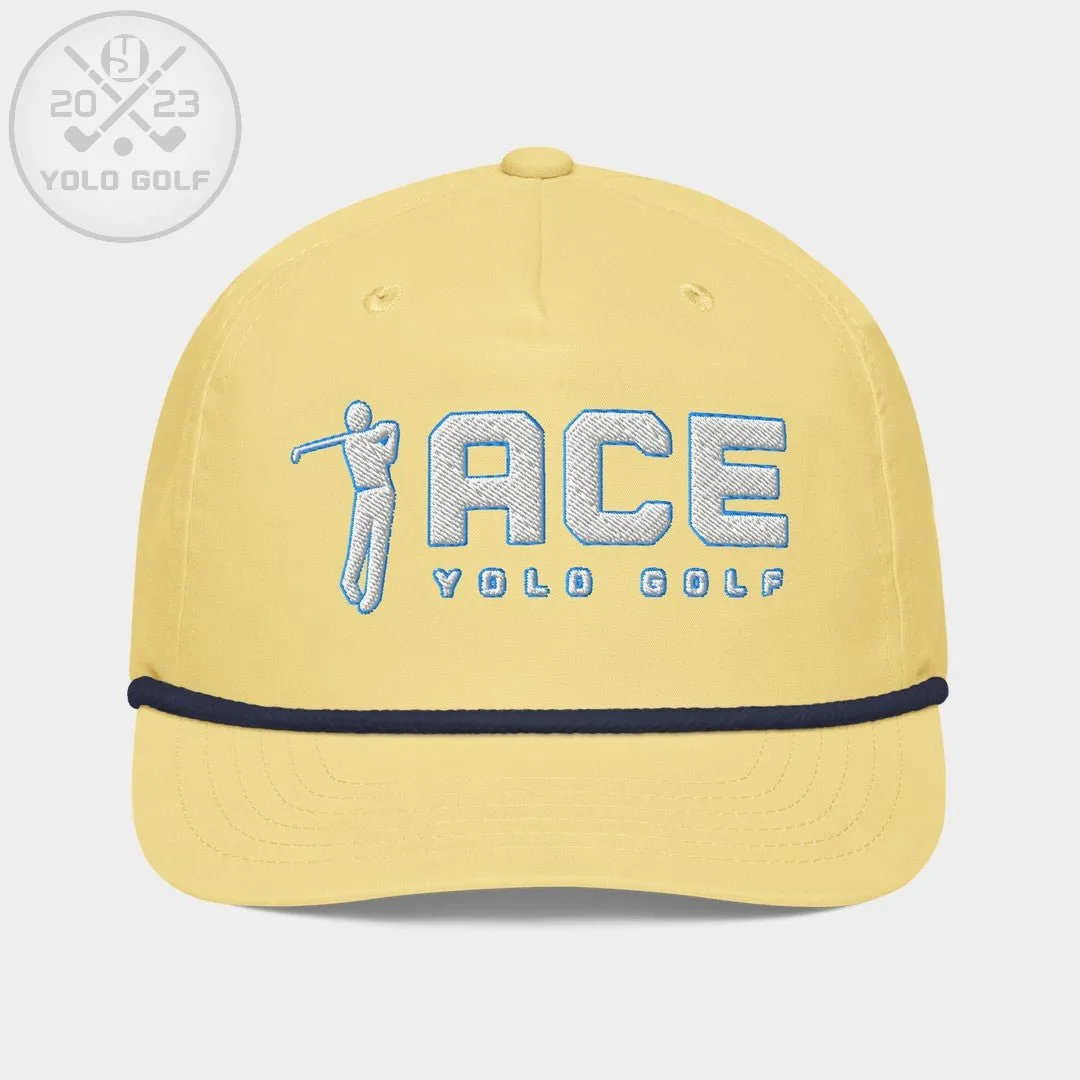 "Ace" Golf Rope Cap (White Teal Embroidery)