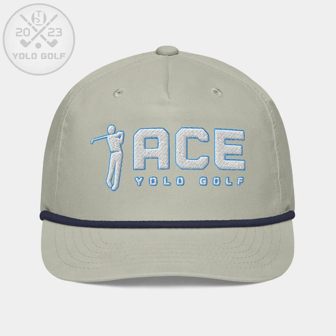 "Ace" Golf Rope Cap (White Teal Embroidery)