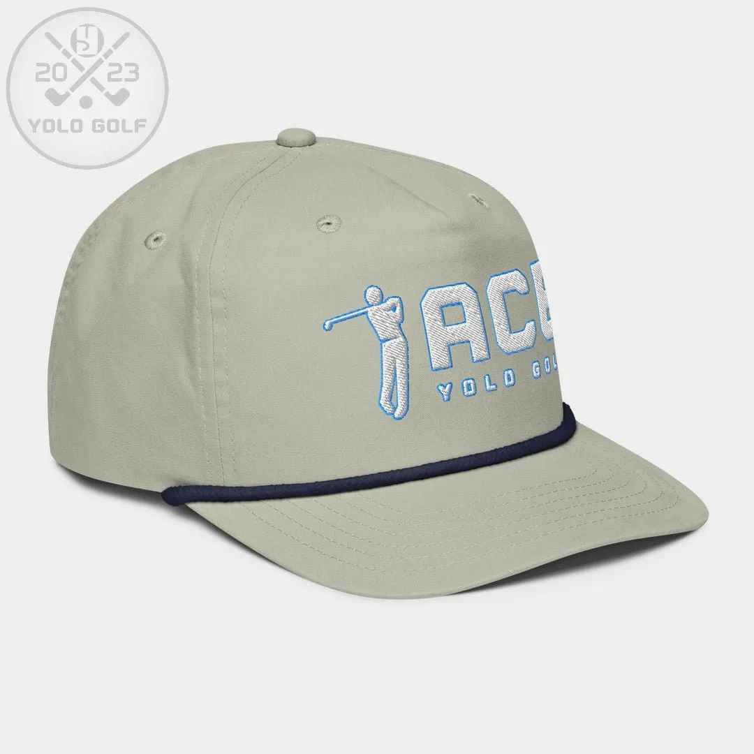 "Ace" Golf Rope Cap (White Teal Embroidery)
