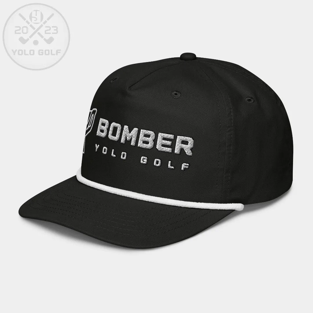 "Bomber" Golf Rope Cap (Silver/Black Embroidery)