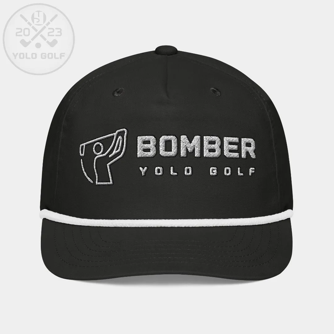 "Bomber" Golf Rope Cap (Silver/Black Embroidery)