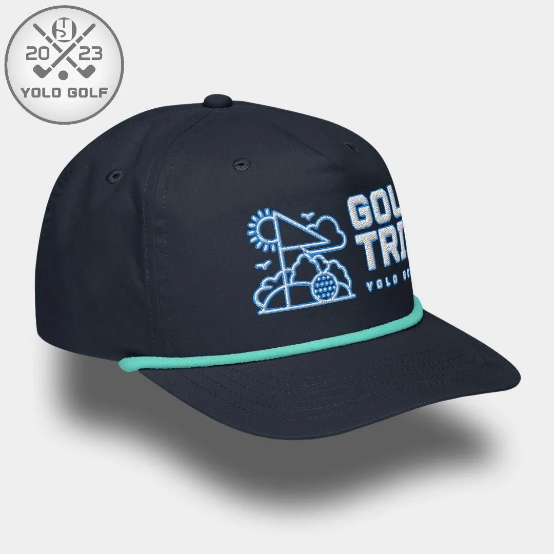 "Golf Trip" Rope Cap (White Teal Embroidery)