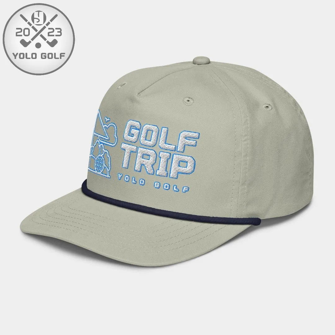 "Golf Trip" Rope Cap (White Teal Embroidery)