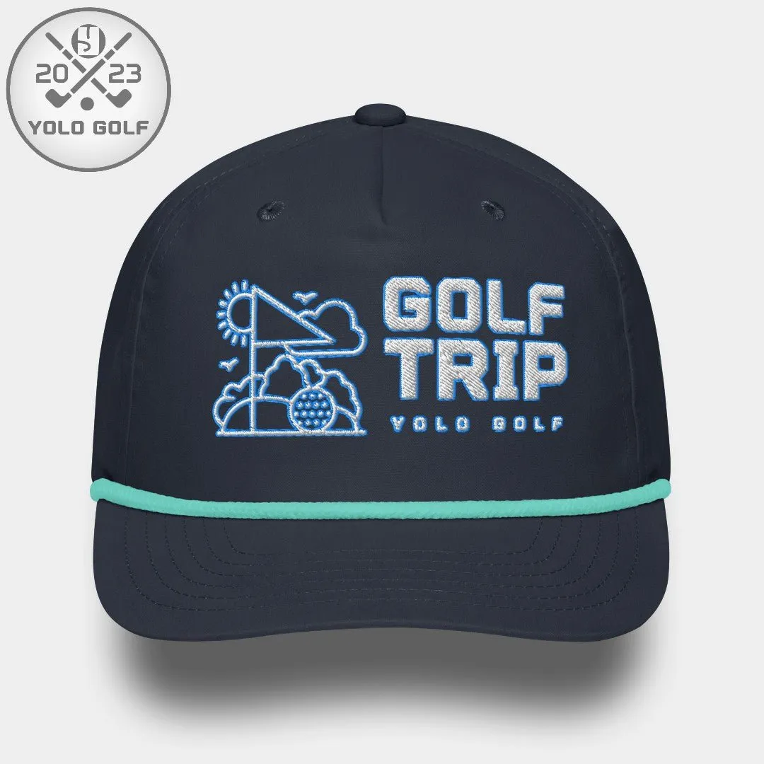 "Golf Trip" Rope Cap (White Teal Embroidery)