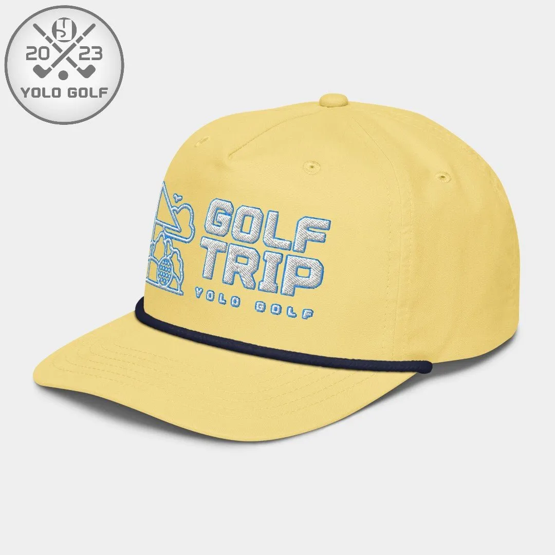 "Golf Trip" Rope Cap (White Teal Embroidery)