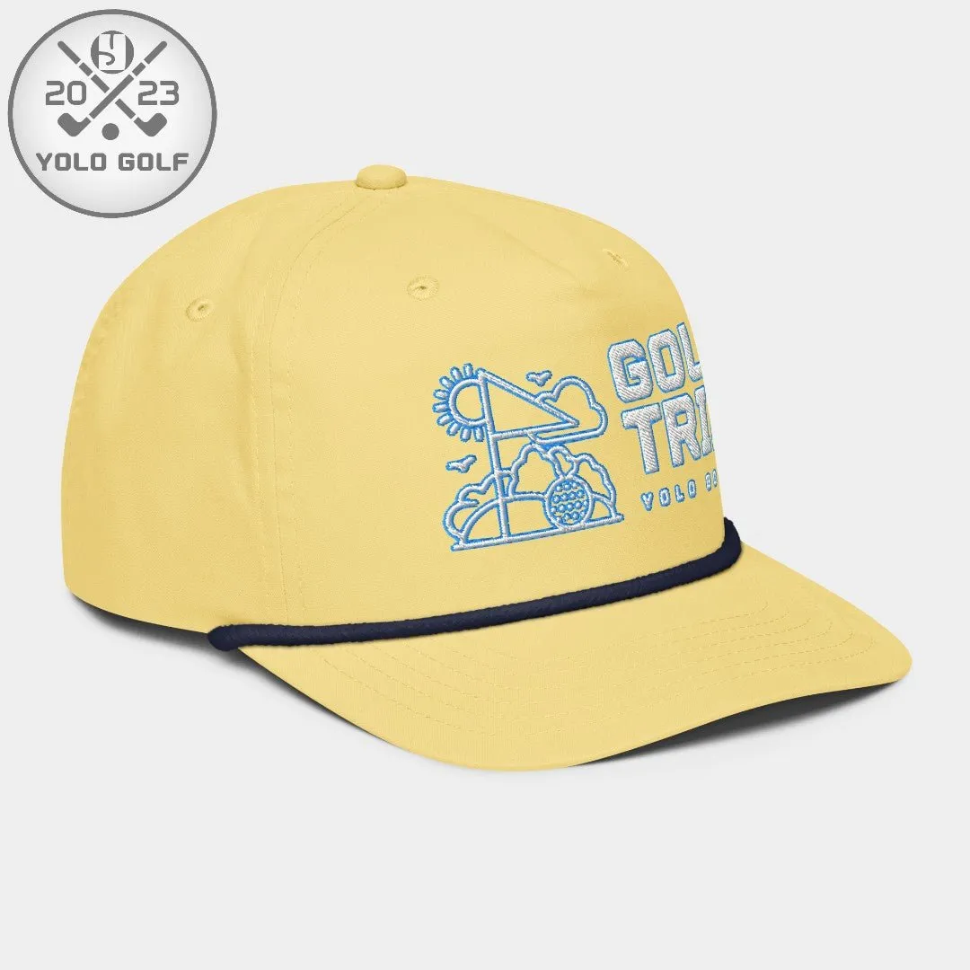 "Golf Trip" Rope Cap (White Teal Embroidery)