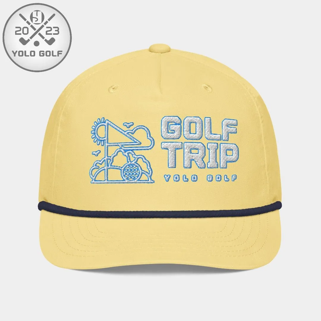 "Golf Trip" Rope Cap (White Teal Embroidery)