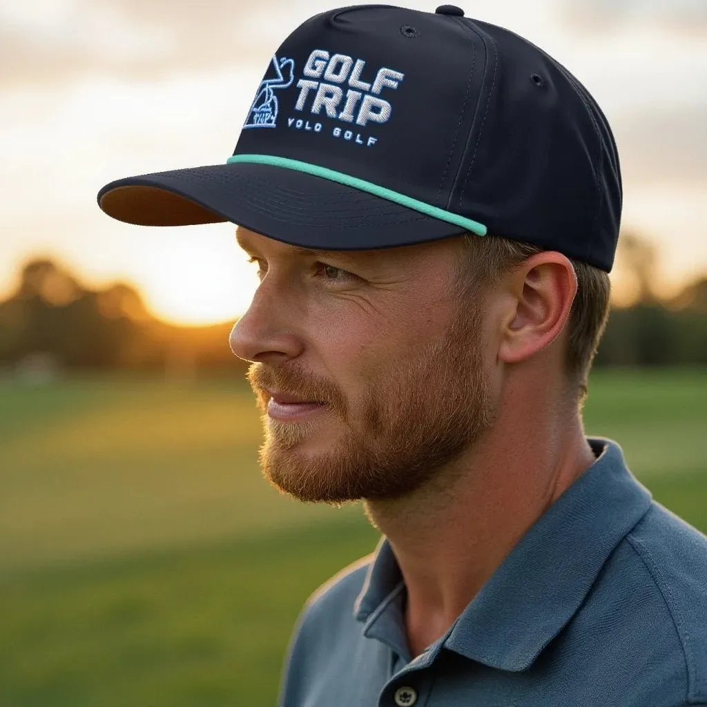 "Golf Trip" Rope Cap (White Teal Embroidery)