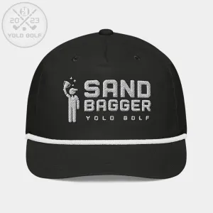 "Sandbagger" Embroidered Logo Contrast Rope Hat (Silver/Black)