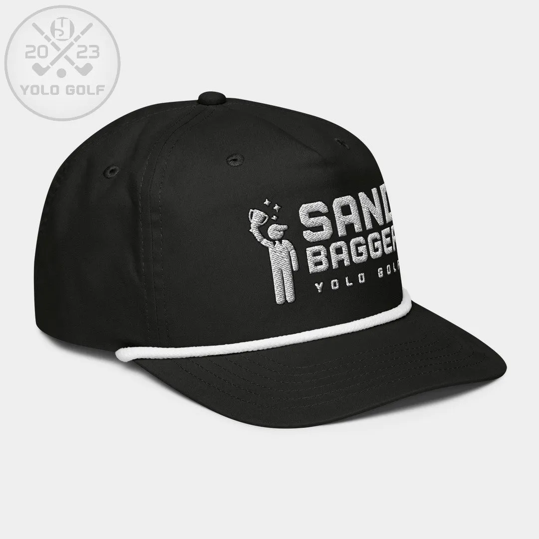 "Sandbagger" Embroidered Logo Contrast Rope Hat (Silver/Black)