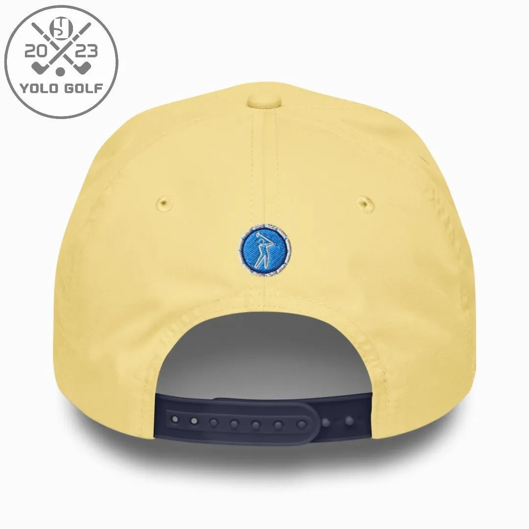 "Swings Hard" Golf Rope Cap (Teal White Embroidery)