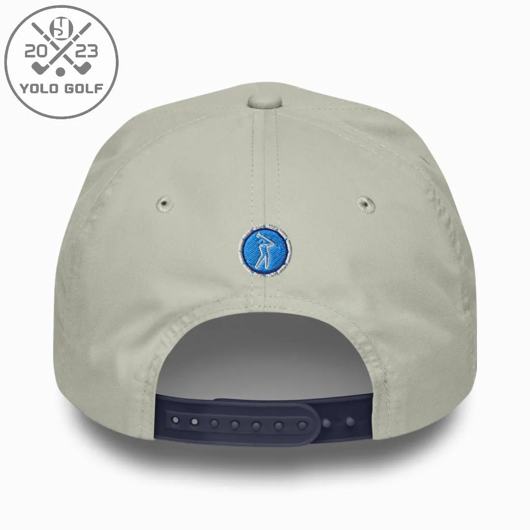 "Swings Hard" Golf Rope Cap (Teal White Embroidery)