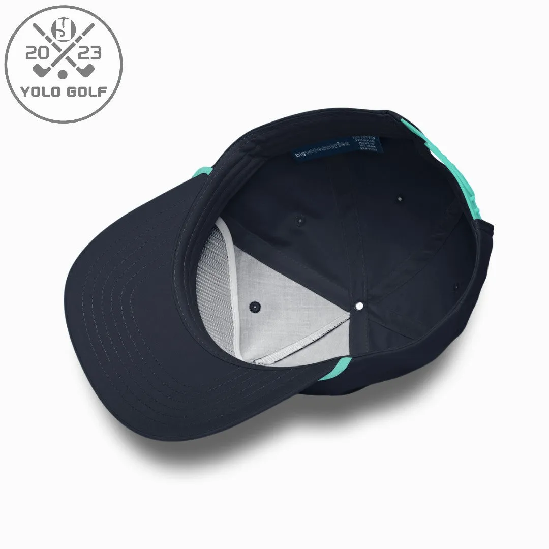 "Swings Hard" Golf Rope Cap (Teal White Embroidery)