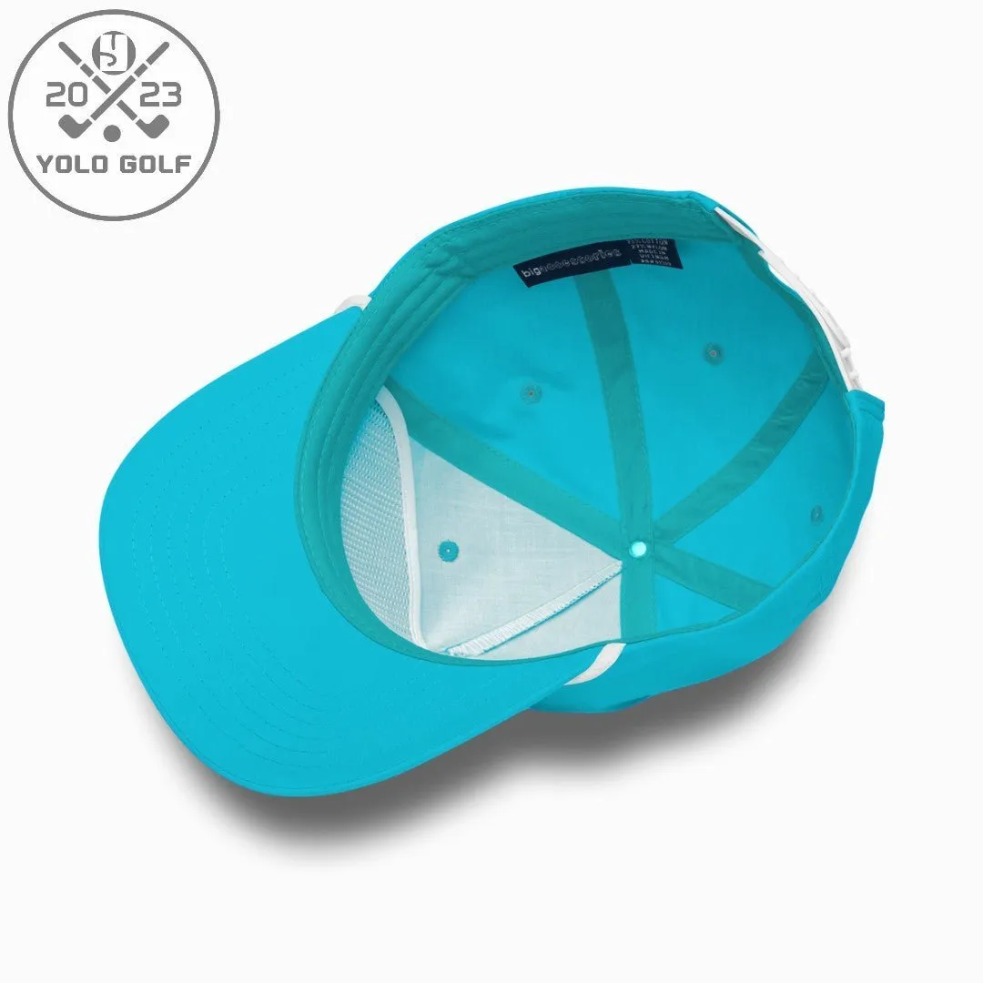 "Swings Hard" Golf Rope Cap (Teal White Embroidery)