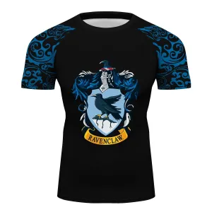Ravenclaw Harry Potter short sleeve Compression Training Rash Guard for MMA BJJ Wrestling