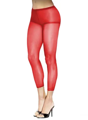 Red Pantyhose Footless Sheer Control Top One Size
