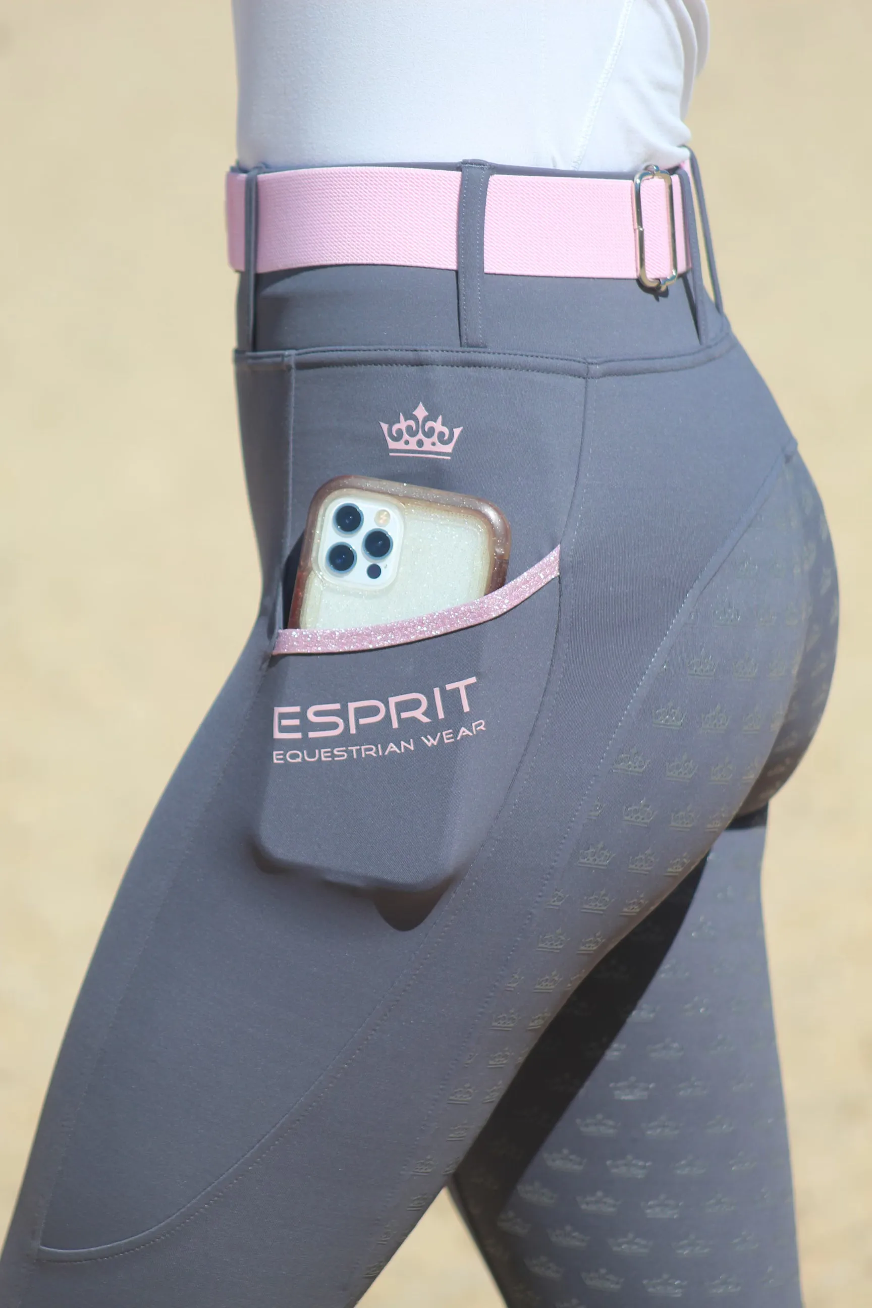 Riding Tight - Ash with Pink Sparkle
