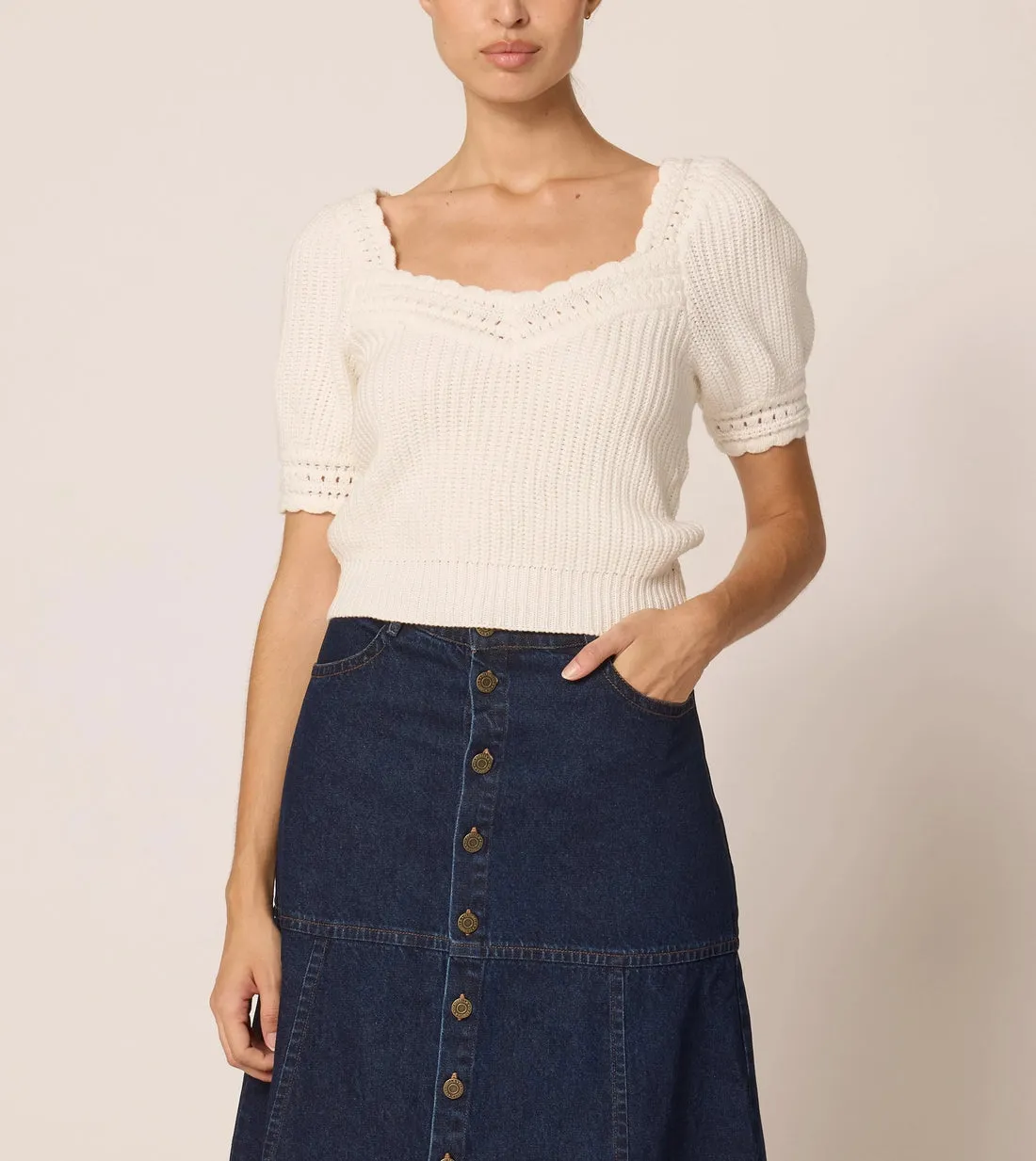 Rowan Sweater Top in Ivory by Cleobella