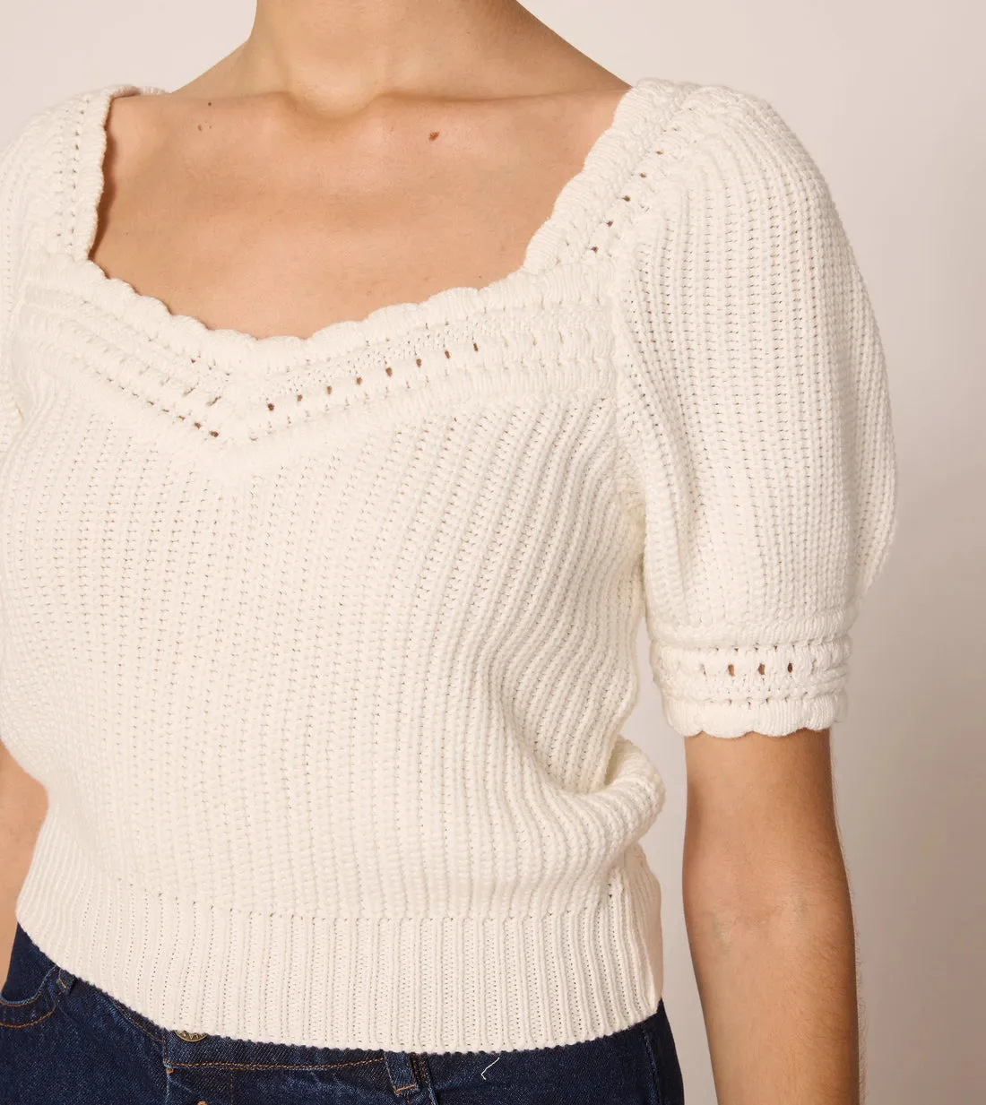 Rowan Sweater Top in Ivory by Cleobella
