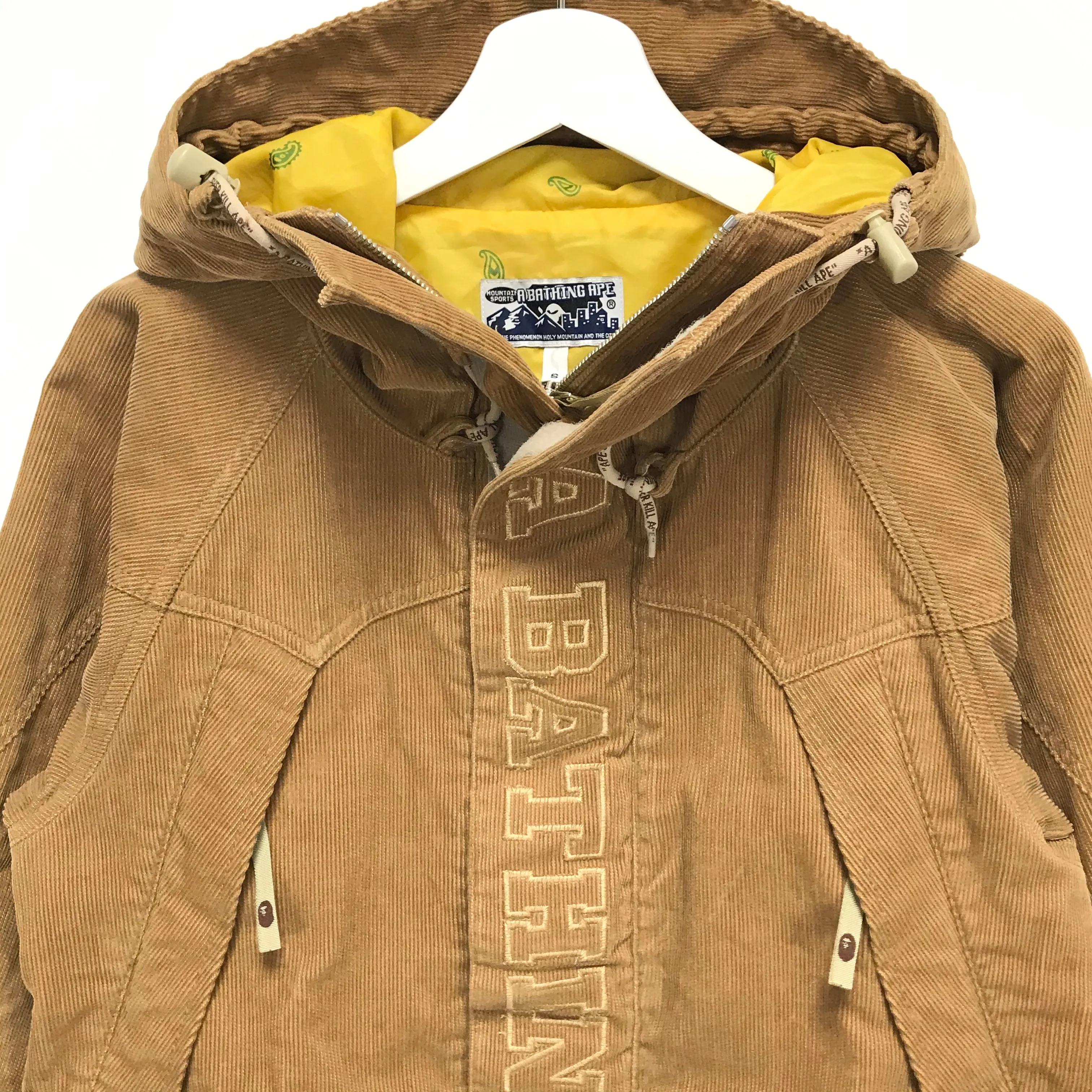 [S] A Bathing Ape Bape Corduroy Snowboard Jacket Beige