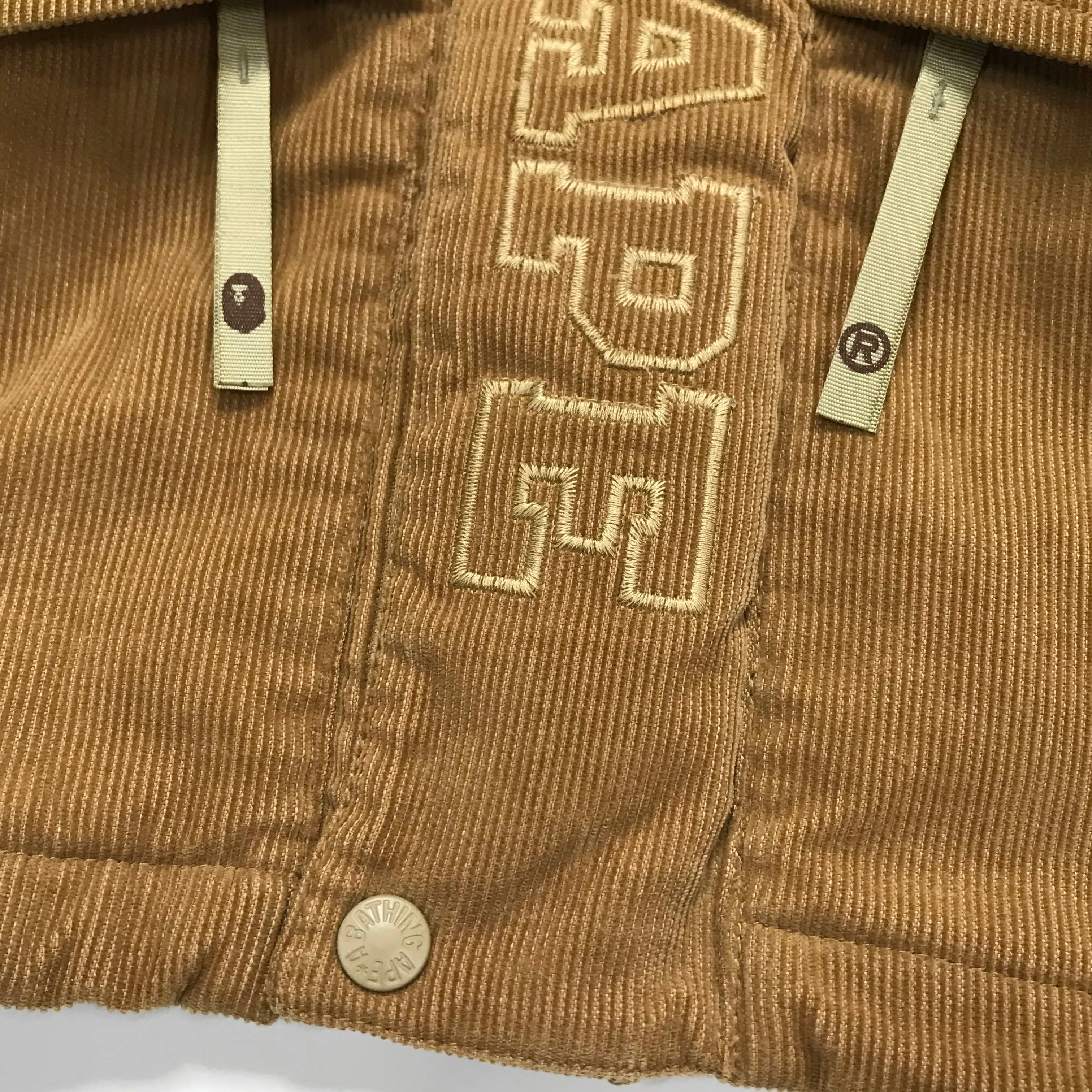 [S] A Bathing Ape Bape Corduroy Snowboard Jacket Beige