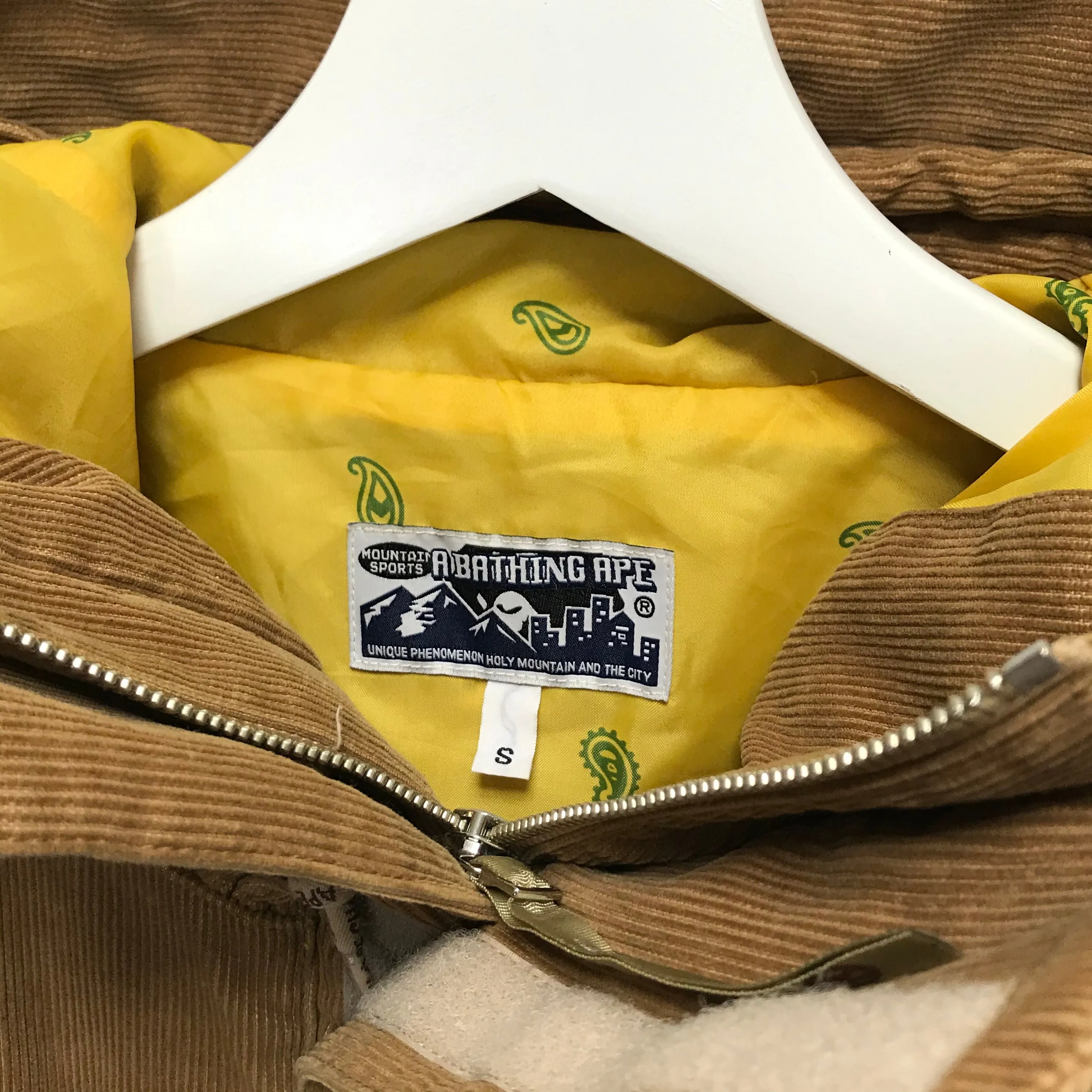 [S] A Bathing Ape Bape Corduroy Snowboard Jacket Beige