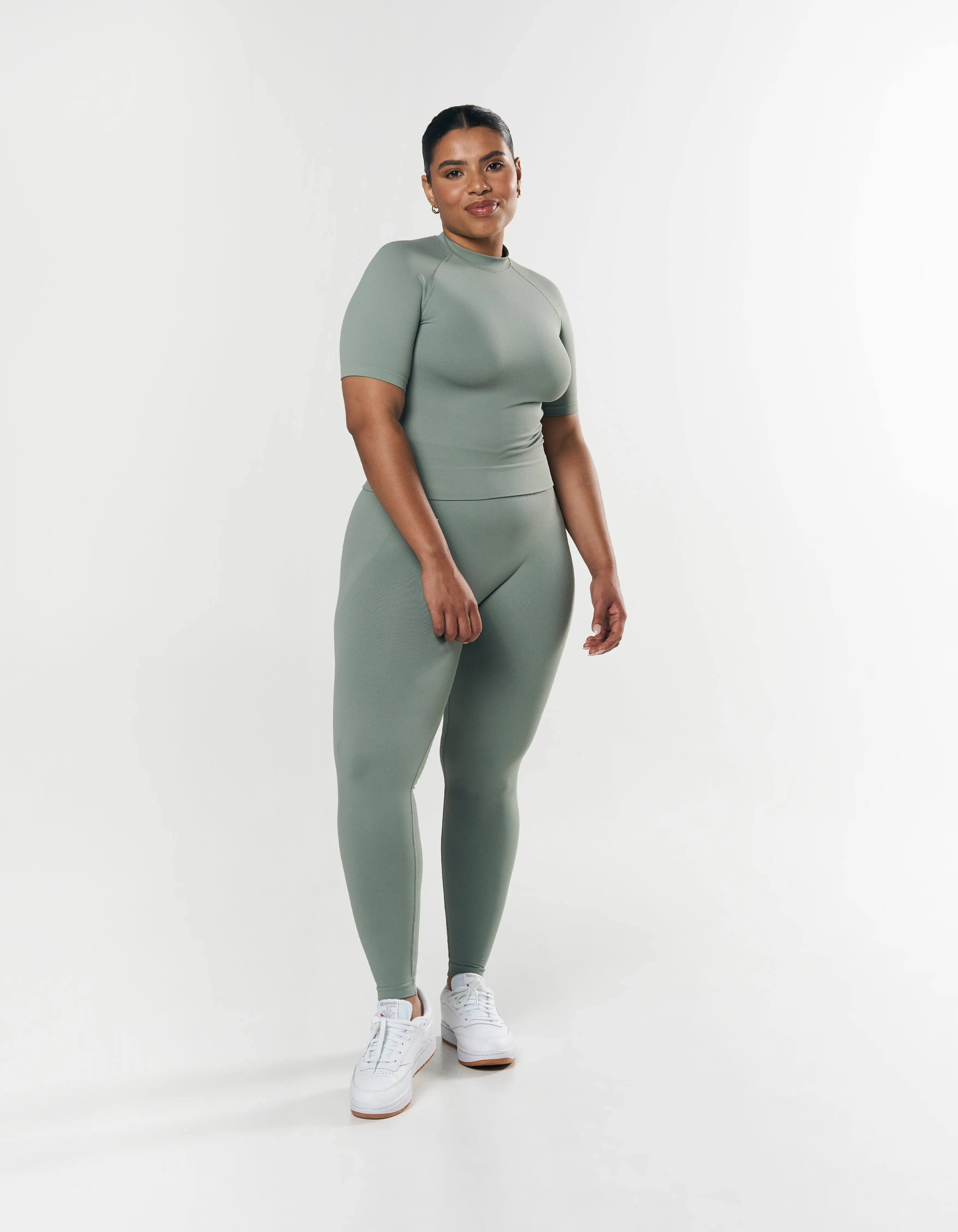 Seamless High Neck Tee - Blue