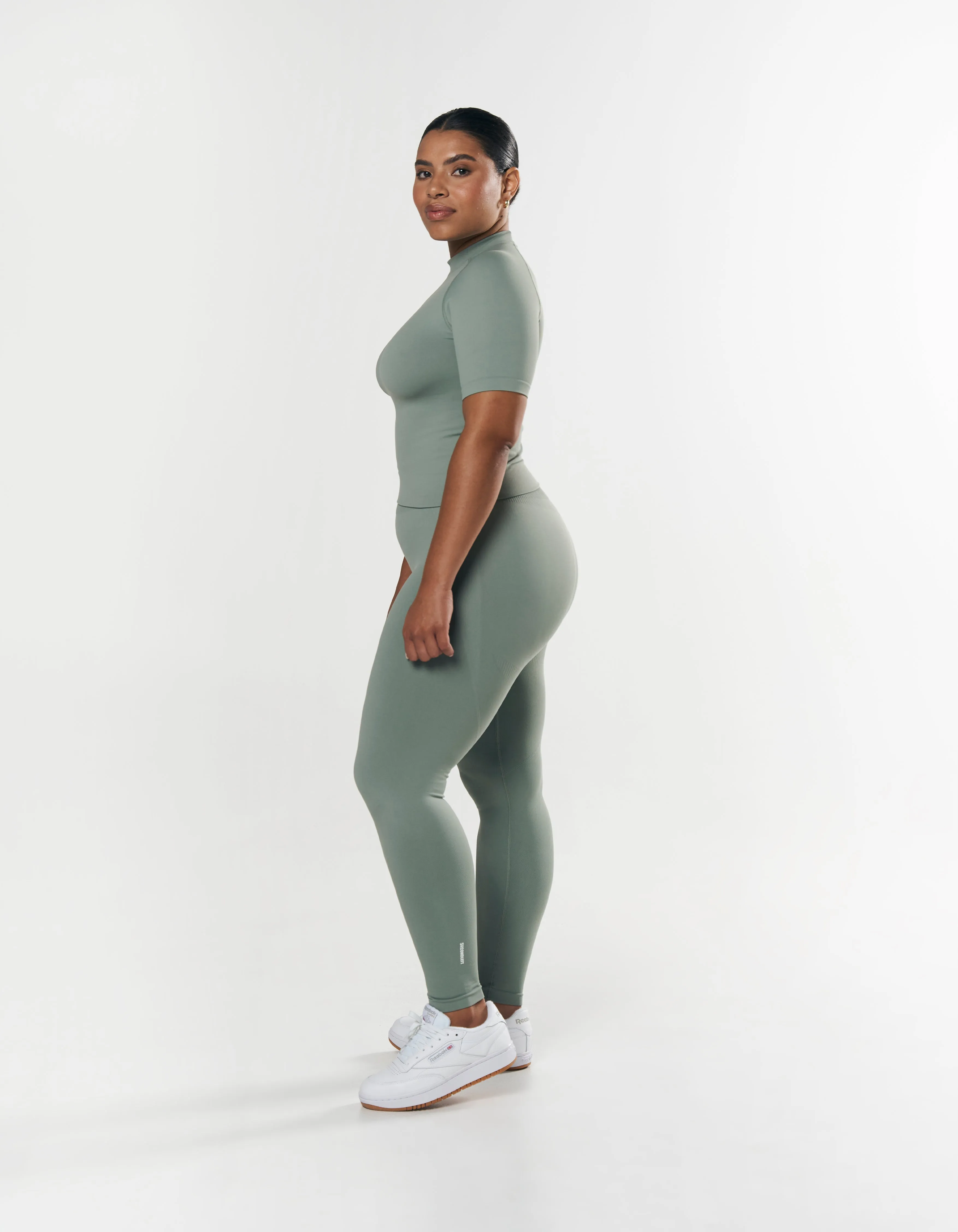 Seamless High Neck Tee - Blue