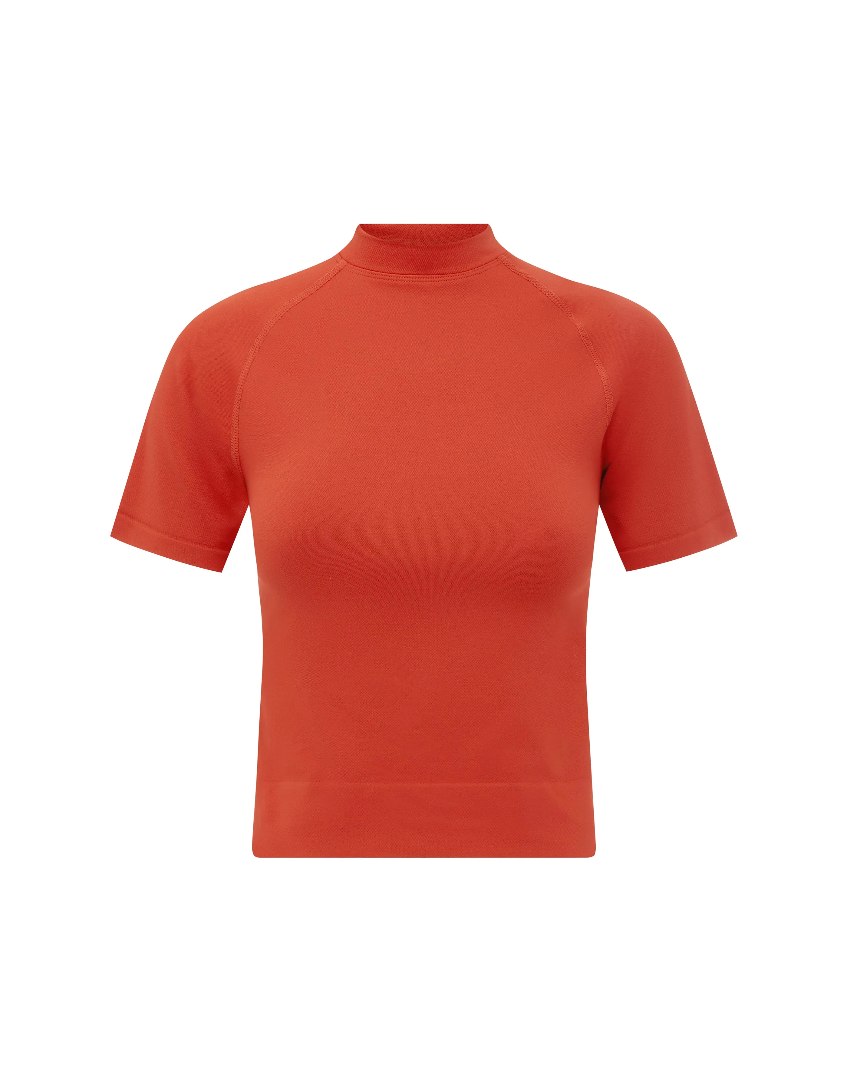 Seamless High Neck Tee - Red